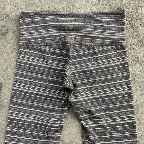 Lululemon Leggings Womens 2 Wunder Under Cropped Striped Athleisure Workout Gym - Picture 11 of 11